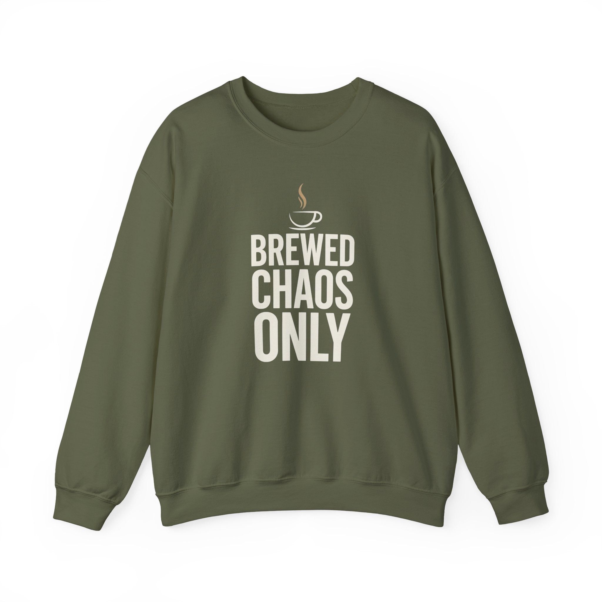 Brewed Chaos Only Coffee Sweatshirt | Funny Barista Fleece Crewneck
