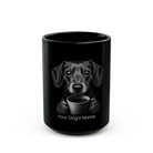 Personalized Miniature Dachshund black ceramic coffee mug with custom dog name
