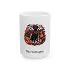 Personalized Curly-Coated Retriever dog Halloween mug, 11oz white ceramic, with custom pet name on front