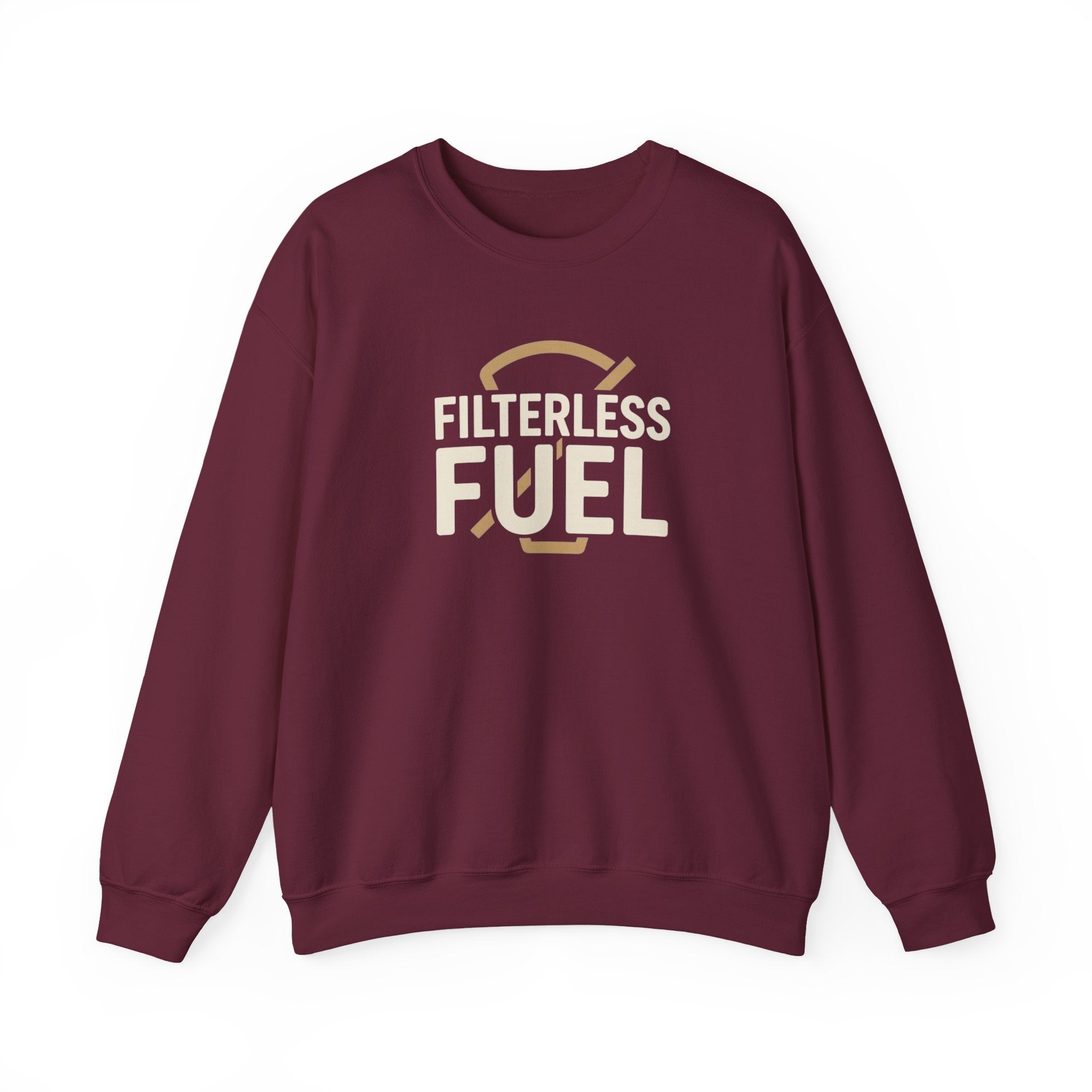 Filterless Fuel Funny Coffee Sweatshirt – Retro Unisex Fleece Crewneck