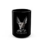 Personalized Pharaoh Hound black ceramic coffee mug with custom dog name