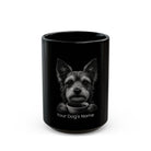 Personalized Chorkie black ceramic coffee mug with custom dog name