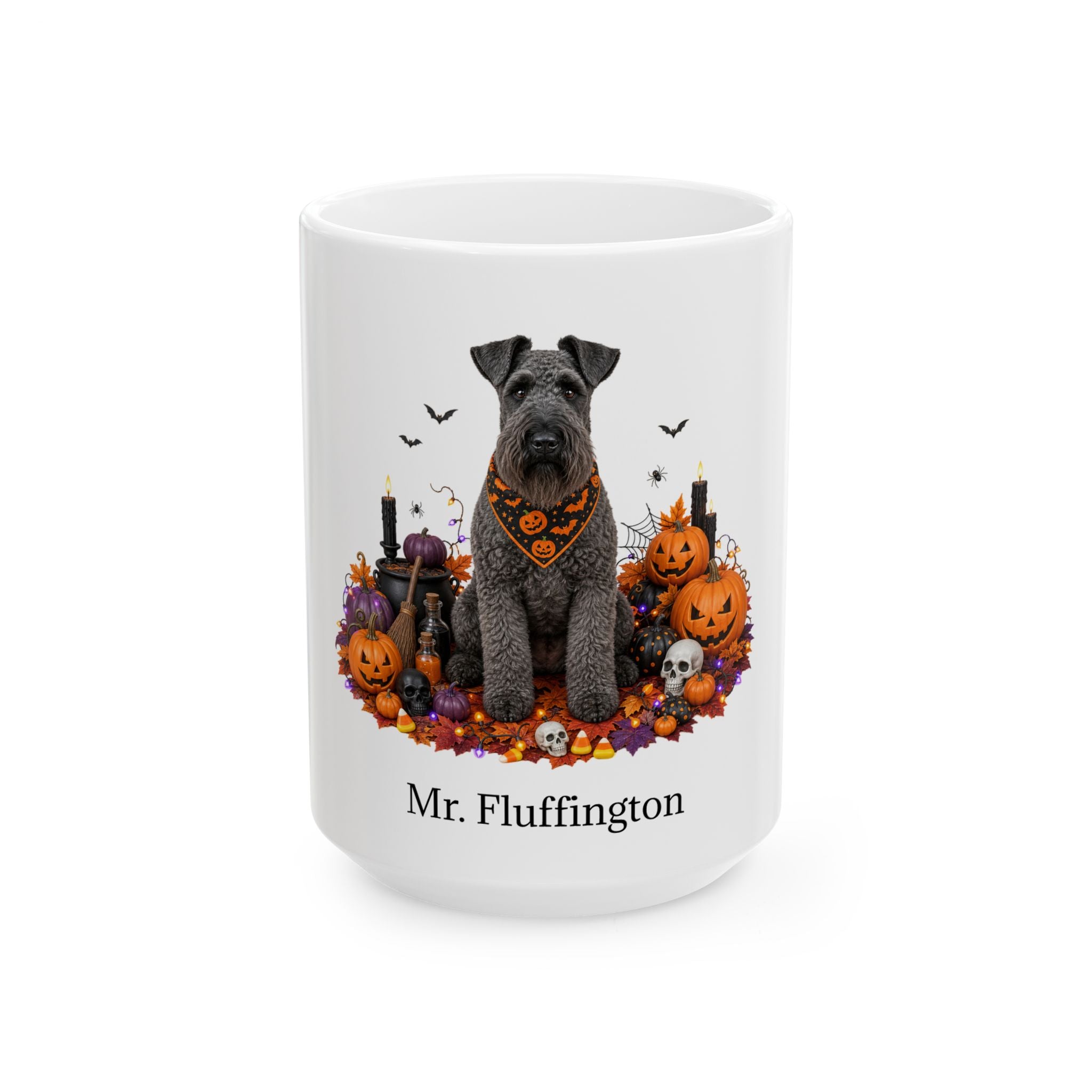 Personalized Kerry Blue Terrier Dog Mug – Custom Pet Name Halloween Gift