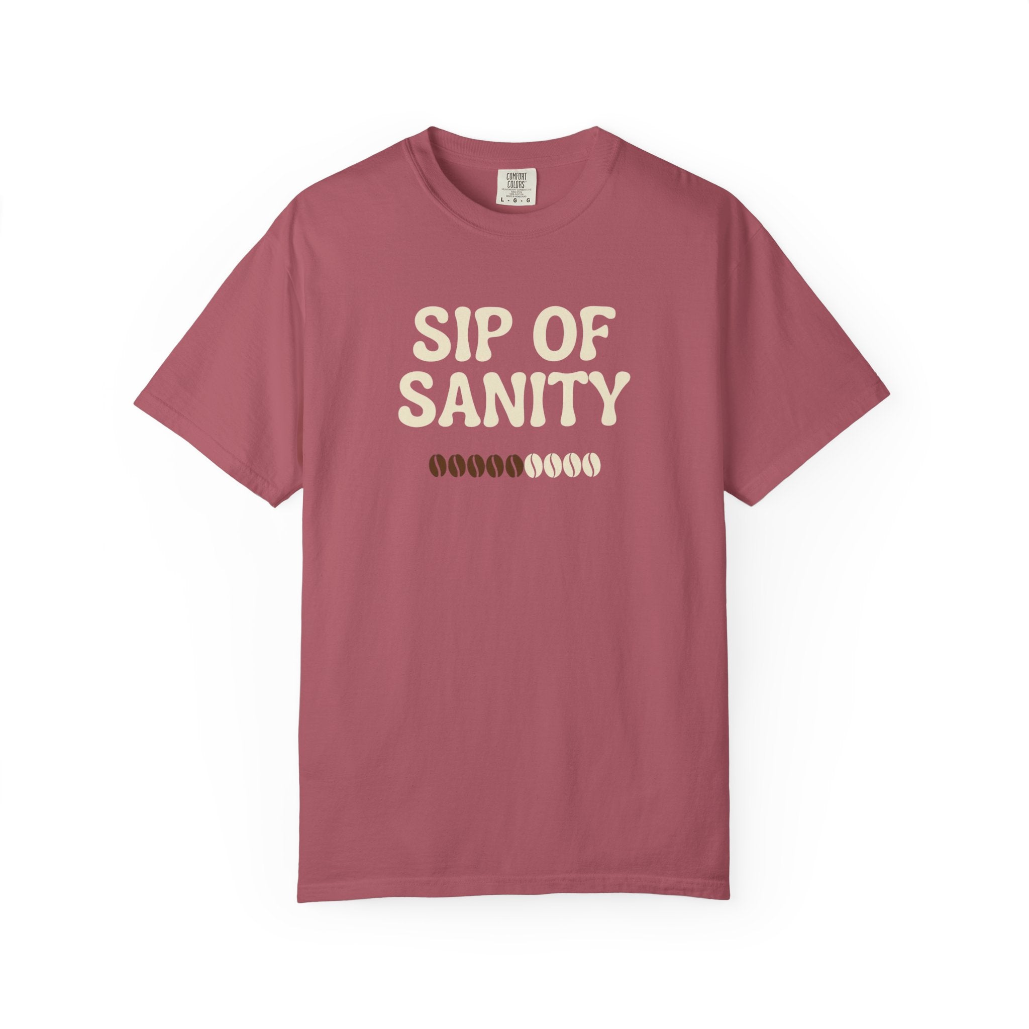 Sip Of Sanity T-Shirt - Funny Coffee Pun Tee - Sarcastic Barista Shirt - Minimalist Aesthetic Graphic Top - Premium Comfort Colors 1717