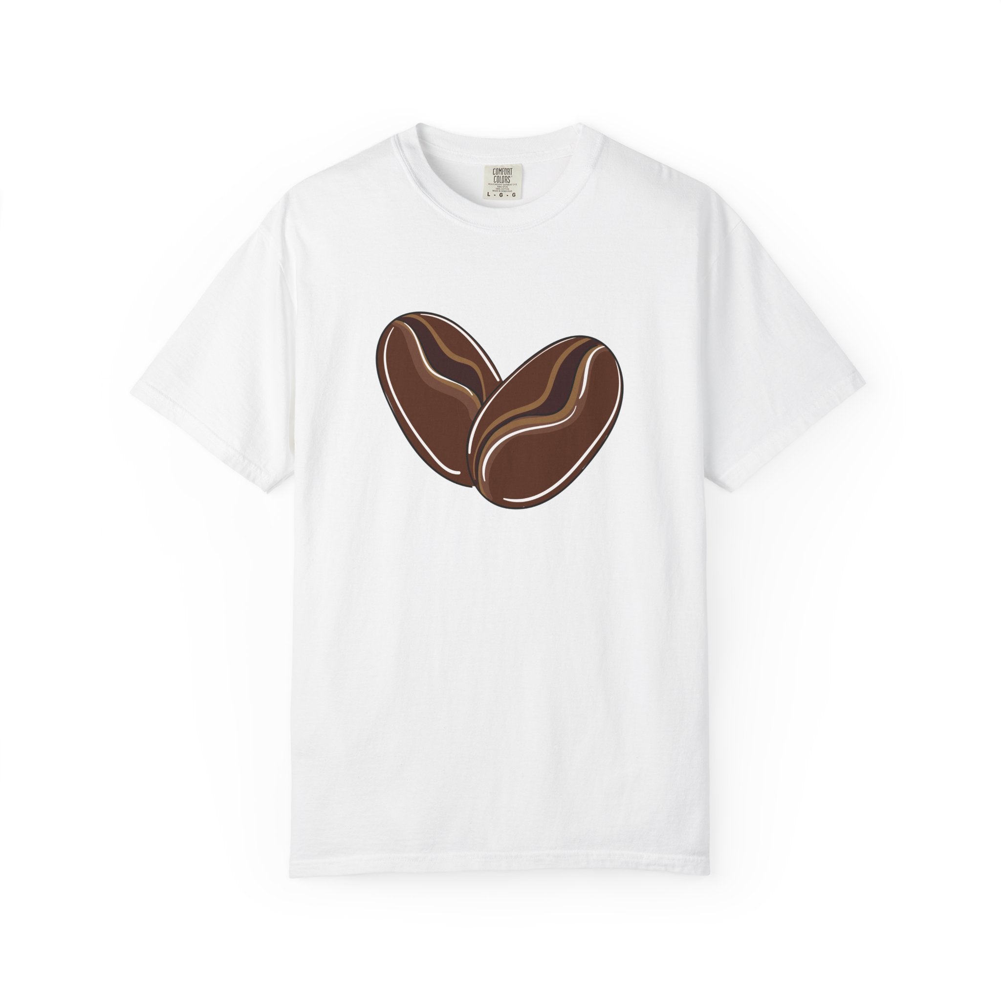 Comfort Colors Coffee Heart Shirt – Minimalist Coffee Bean Tee – Vintage Wash Aesthetic Top – Oversized Barista Gift