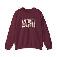 Caffeine & Zero Regrets Funny Coffee Sweatshirt | Gildan 18000 Crewneck