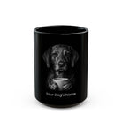 Personalized Treeing Tennessee Brindle black ceramic coffee mug with custom dog name