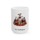 Personalized Whippet dog Halloween mug, 15oz white ceramic, with custom pet name on front