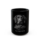 Personalized German Wirehaired Pointer black ceramic coffee mug with custom dog name