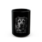 Personalized Caucasian Shepherd black ceramic coffee mug with custom dog name