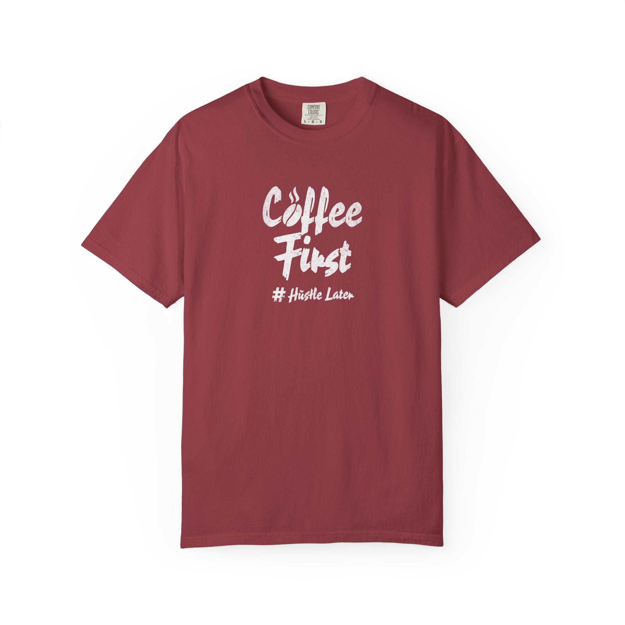 Coffee First Graphic Tee | Heavyweight Garment Dyed | Funny Barista Shirt