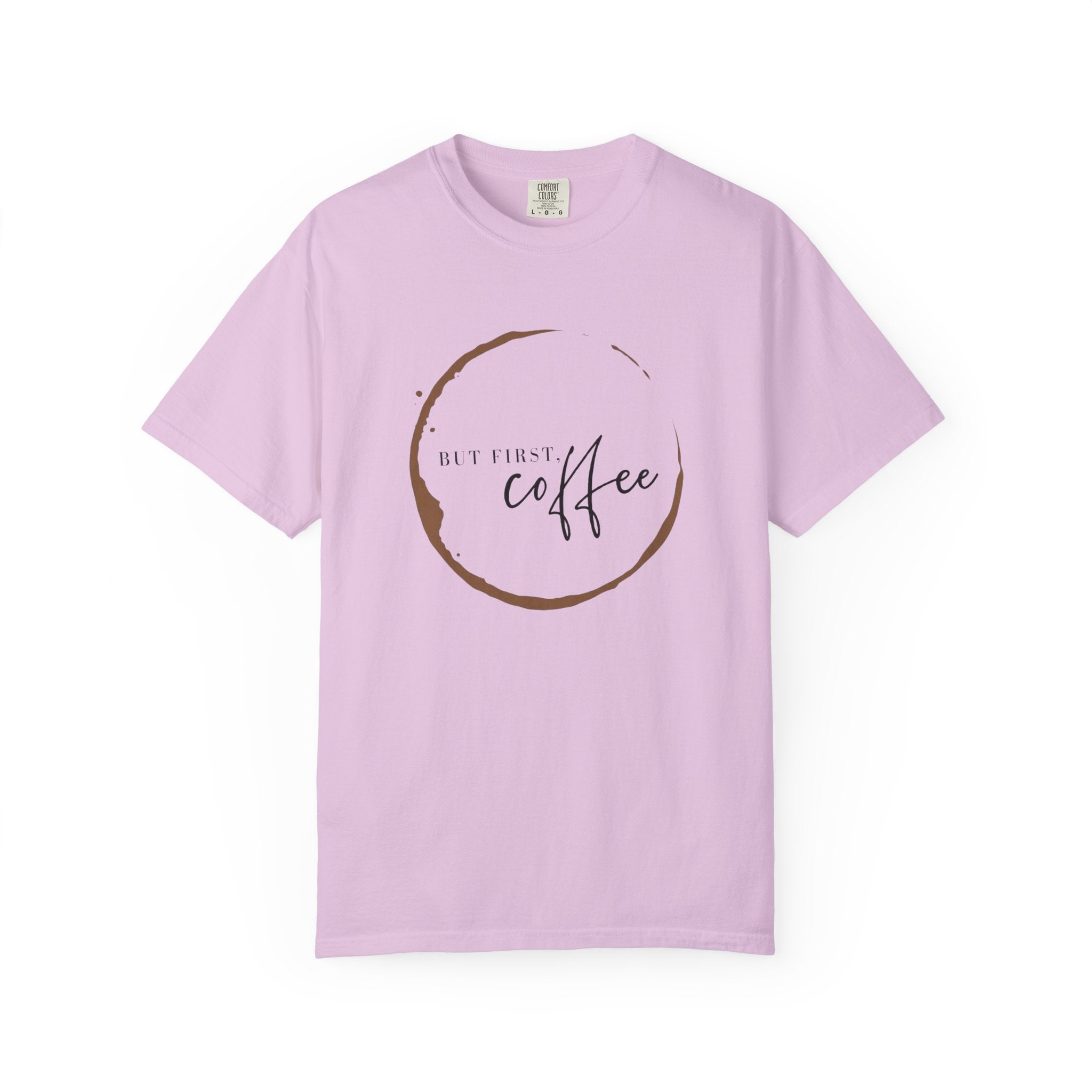 But First Coffee T-Shirt | Comfort Colors 1717 | Retro Circle Logo Graphic Tee