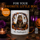 Personalized Siberian Cat Halloween Mug – Custom Pet Name Gift – front view with no handle