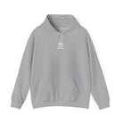 A light grey hooded sweatshirt featuring a small white coffee cup graphic and the text coffee time.