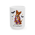 Angled Basenji dog Halloween mug with personalized pet name and fall design — image 3