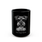 Personalized Schnauzer black ceramic coffee mug with custom dog name