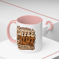 Ceramic Coffee Mug – "Genuine Coffee Slut" Retro Accent (11/15oz)