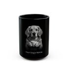 Personalized Miniature Golden Retriever black ceramic coffee mug with custom dog name