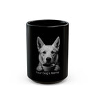 Personalized Canaan black ceramic coffee mug with custom dog name