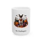 Personalized Rat Terrier dog Halloween mug, 15oz white ceramic, with custom pet name on front