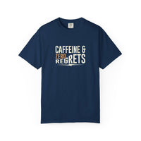 Caffeine & Zero Regrets T-Shirt - Funny Coffee Pun Tee - Sarcastic Barista Shirt - Minimalist Aesthetic Graphic Top - Premium Comfort Colors 1717