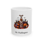 Personalized Italian Greyhound dog Halloween mug, 11oz white ceramic, with custom pet name on front