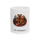 Personalized Brussels Griffon dog Halloween mug, 15oz white ceramic, with custom pet name on front