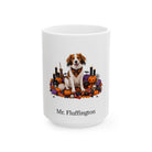 Personalized Kooikerhondje dog Halloween mug, 15oz white ceramic, with custom pet name on front