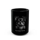 Personalized Mi-Ki black ceramic coffee mug with custom dog name