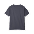 A plain dark grey t-shirt shown from the back.