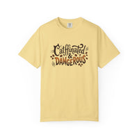 Catffinated & Dangerous Tee — Vintage Garment-Dyed Cat & Coffee T-Shirt