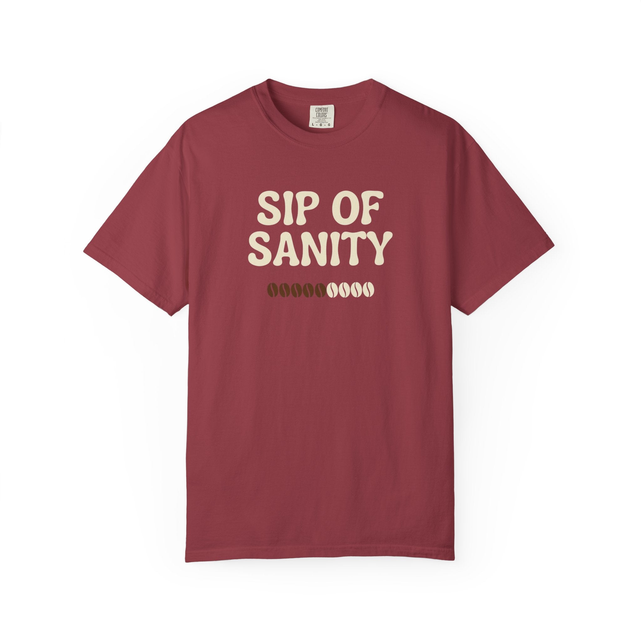 Sip Of Sanity T-Shirt - Funny Coffee Pun Tee - Sarcastic Barista Shirt - Minimalist Aesthetic Graphic Top - Premium Comfort Colors 1717