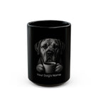 Personalized Fila Brasileiro black ceramic coffee mug with custom dog name