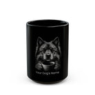 Personalized Eurasier black ceramic coffee mug with custom dog name