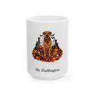 Personalized Rhodesian Ridgeback dog Halloween mug, 15oz white ceramic, with custom pet name on front