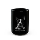 Personalized Basenji black ceramic coffee mug with custom dog name