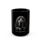 Personalized Bloodhound black ceramic coffee mug with custom dog name