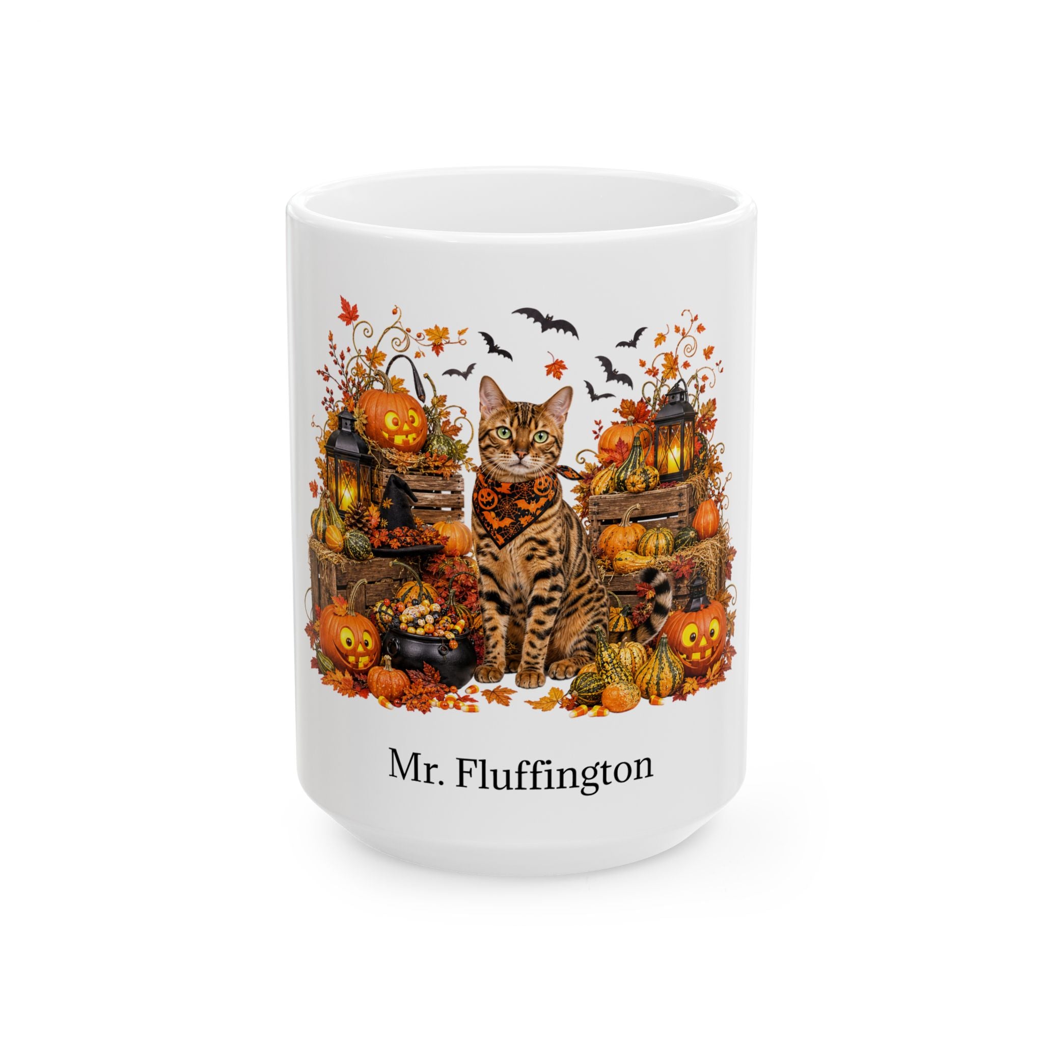 Personalized Bengal Cat Halloween Mug – Custom Name