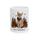 Personalized Singapura cat ceramic coffee mug with Halloween artwork and custom name — image 2