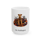Personalized Welsh Terrier dog Halloween mug, 15oz white ceramic, with custom pet name on front