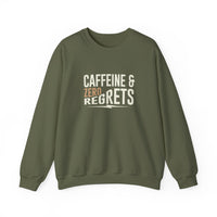 Caffeine & Zero Regrets Funny Coffee Sweatshirt | Gildan 18000 Crewneck