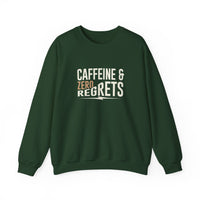 Caffeine & Zero Regrets Funny Coffee Sweatshirt | Gildan 18000 Crewneck