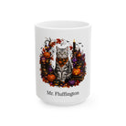 Angled American Shorthair cat Halloween mug with personalized pet name and fall design — image 3