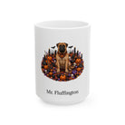 Personalized Bullmastiff dog Halloween mug, 15oz white ceramic, with custom pet name on front