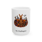 Personalized Cirneco dell’Etna dog Halloween mug, 11oz white ceramic, with custom pet name on front
