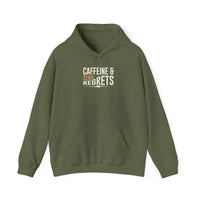 Caffeine & Zero Regrets Funny Coffee Hoodie | Unisex Gildan 18500 Pullover