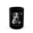 Personalized Jack Russell Terrier black ceramic coffee mug with custom dog name