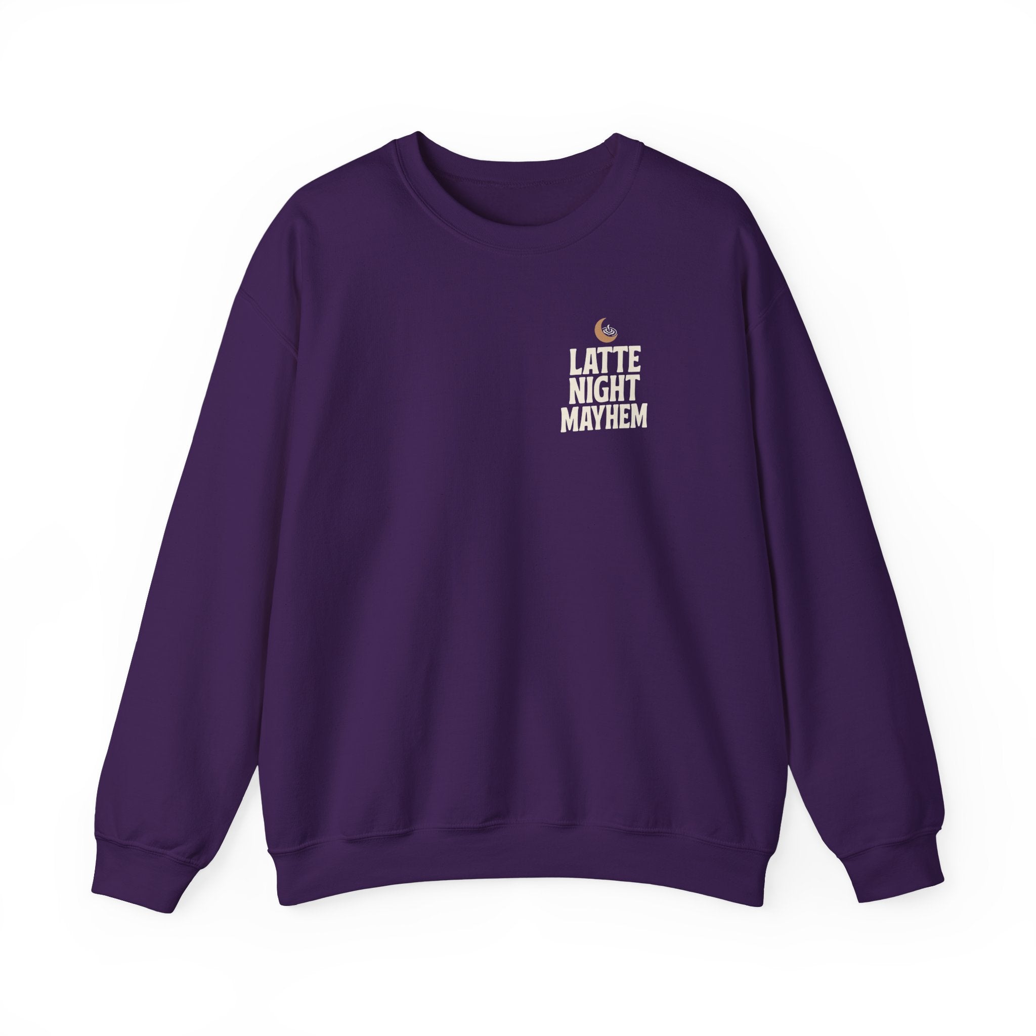 Latte Night Mayhem Funny Coffee Sweatshirt | Unisex Gildan 18000 Fleece
