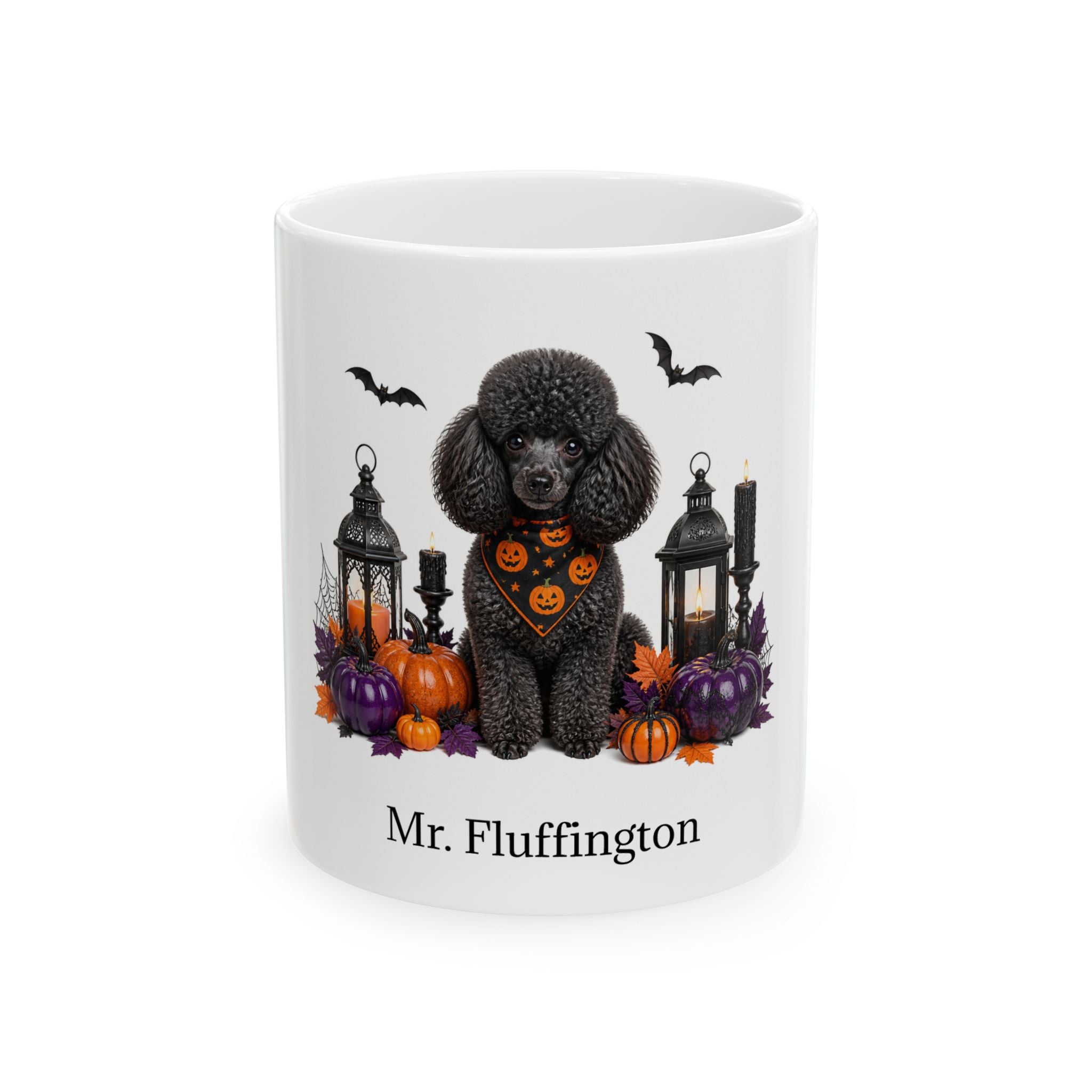 Personalized Miniature Poodle Dog Mug – Custom Pet Name Halloween Gift