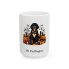 Personalized Portuguese Water dog Halloween mug, 15oz white ceramic, with custom pet name on front